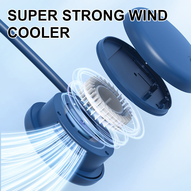 Foldable USB Rechargeable Portable Neck Fan Bladeless Turbine Design Adjustable Silicone Band