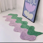 Abstract Color Block Cotton-Polyester Rug 45x120cm Machine Washable Stain Resistant Contemporary Design