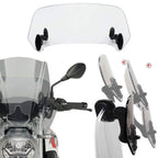 Universal Motorcycle Windshield Extension Clear Grey Plastic Fiber Adjustable Wind Screen Mount