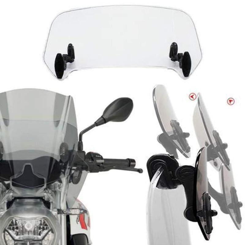 Universal Motorcycle Windshield Extension Clear Grey Plastic Fiber Adjustable Wind Screen Mount