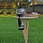 Foldable Outdoor Wine Table Birch Wood Compact Portable Picnic Snack Holder