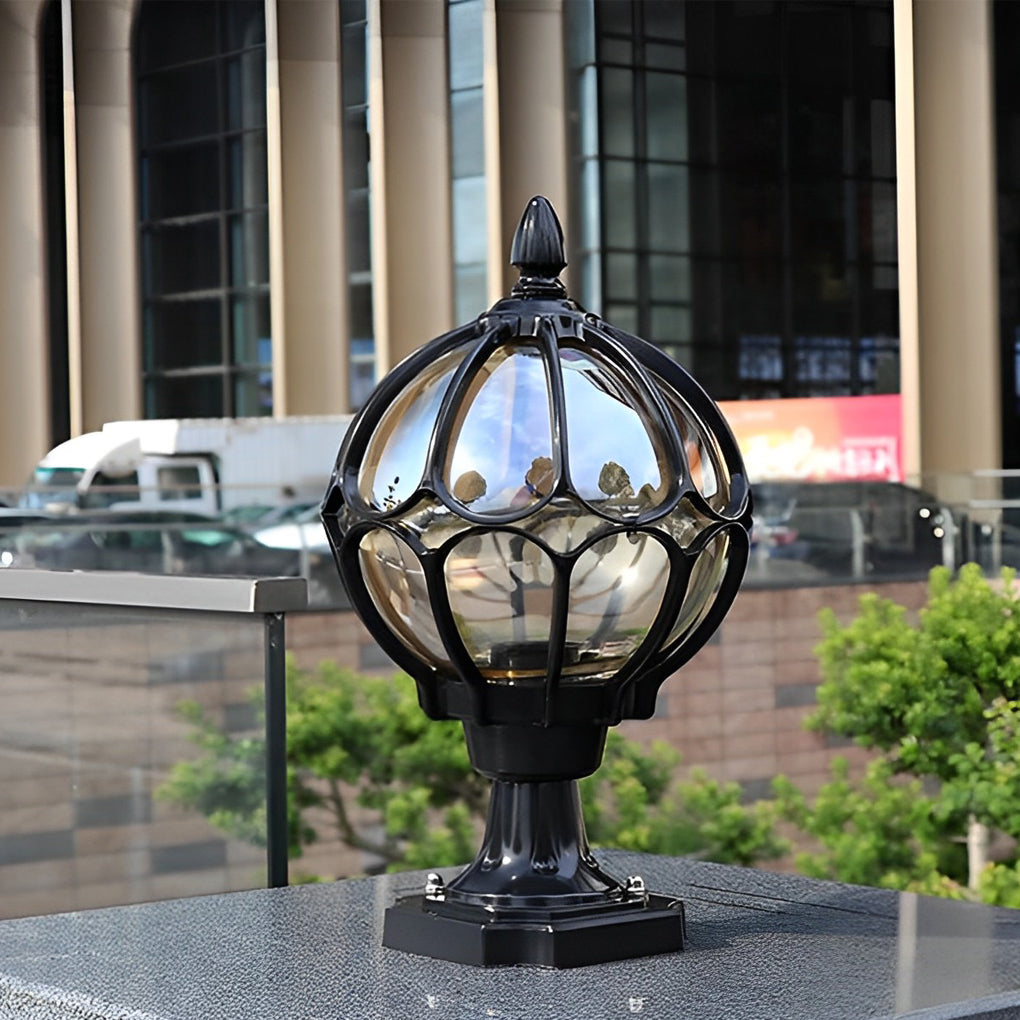 Vintage Outdoor LED Pier Mount Post Light Clear Glass Globe Black Bronze Aluminum