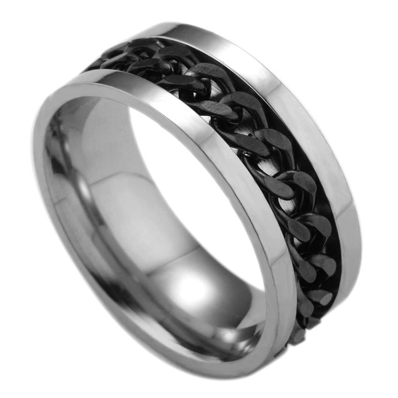 Titanium Steel Swiveling Chain Ring Bottle Opener Stress Relief Fidget Ring Durable Unisex Gift