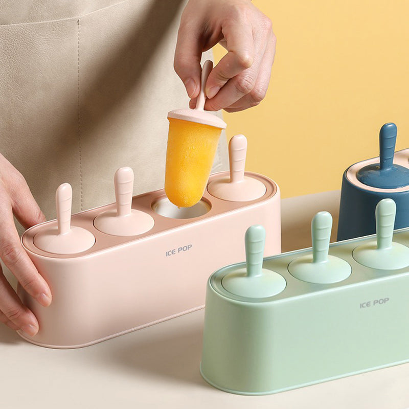 Harrow Silicone Popsicle Mold Set with Catch Tray Flexible Ice Cream Maker 4 Colors