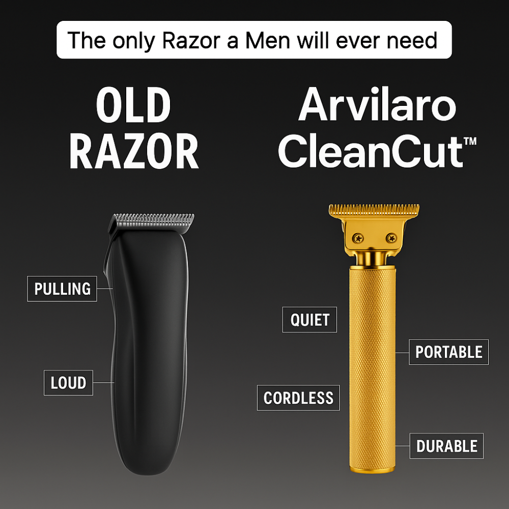Precision Trimmer with Carbon Steel Blades Cordless Beard Grooming Kit Black Gold