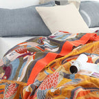 Reversible Organic Cotton Quilt with Toucan Bird Pattern Tropical Design Queen King