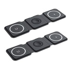 Foldable 3-in-1 Wireless Charger 15W Fast Charging for Phone AirPods Apple Watch Black White