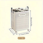 Foldable Laundry Box with Wheels and Castors Mobile Storage Basket for Laundry Room