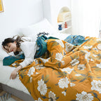 Reversible Cotton Quilt Boho Yellow Floral Design Soft Durable Full Queen King Sizes