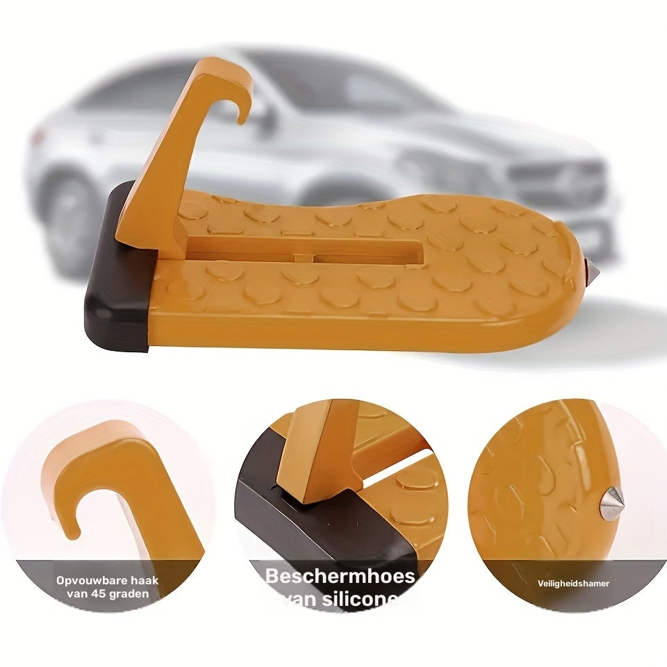 Car Door Step Aluminum Alloy Foldable Hook for Roof Access Non-Slip Surface