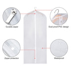6-Piece Clear Garment Bags with Full-Length Zipper 61x137 cm Durable Breathable Storage Covers