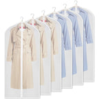 6-Piece Clear Garment Bags with Full-Length Zipper 61x137 cm Durable Breathable Storage Covers