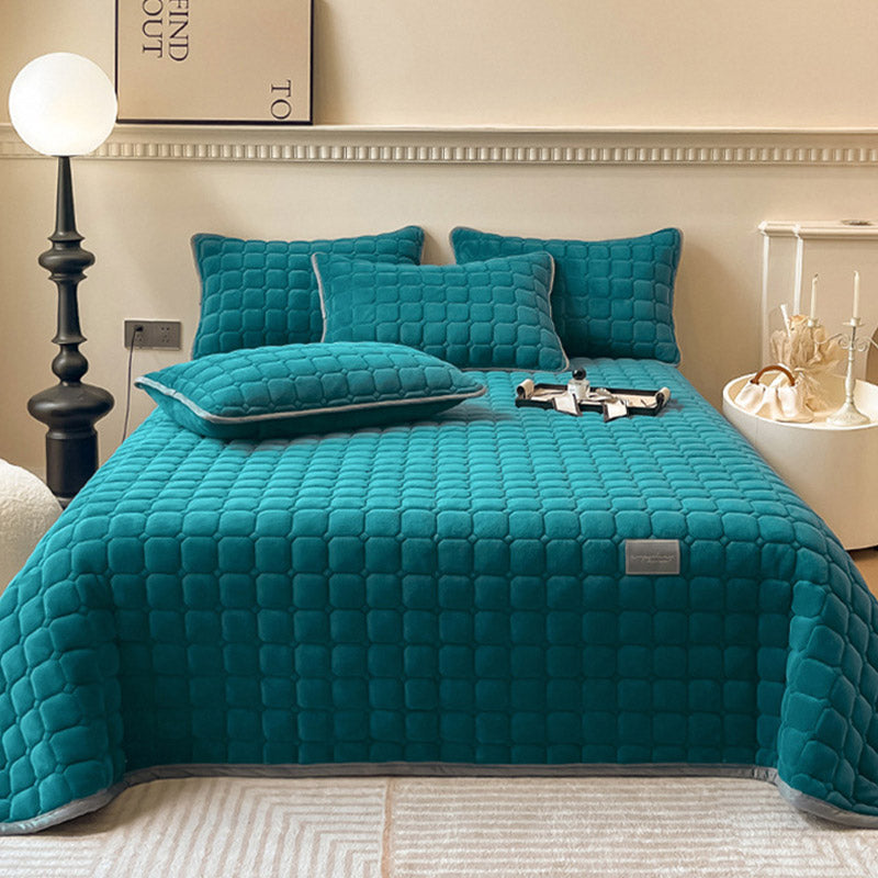 Soft Plush Square-Textured Bedspread Throw Blanket 79x90 Inches Multiple Colors