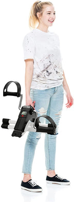 Mini Home Trainer Fitness Bike with LCD Display Foldable Pedal Exerciser with Adjustable Resistance