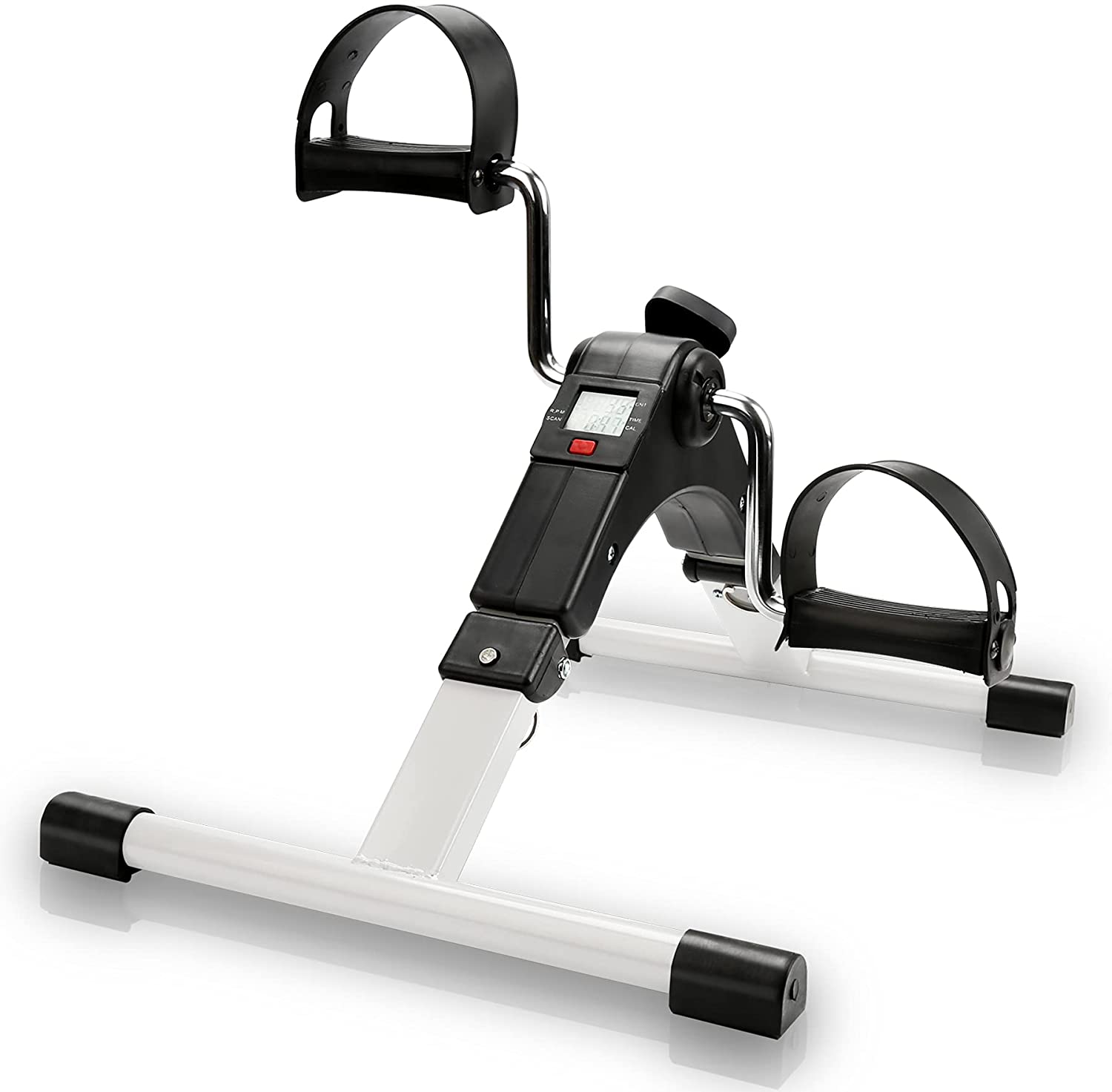 Mini Home Trainer Fitness Bike with LCD Display Foldable Pedal Exerciser with Adjustable Resistance