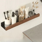 Solid Wood Bathroom Organizer Shelf Drill-Free Adhesive Mount Storage Rack