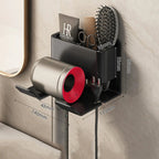 Wall Mount Hair Care Organizer Aluminum Holder for Hairdryer Brushes and Cables Black Gray White