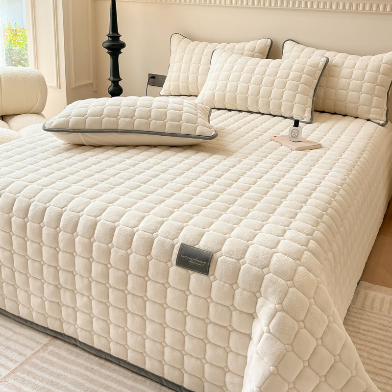 Soft Plush Square-Textured Bedspread Throw Blanket 79x90 Inches Multiple Colors