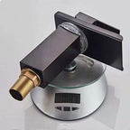 Single-Handle Bathroom Sink Faucet Black Chrome Stainless Steel LED Light 1-Hole Modern Basin Faucet