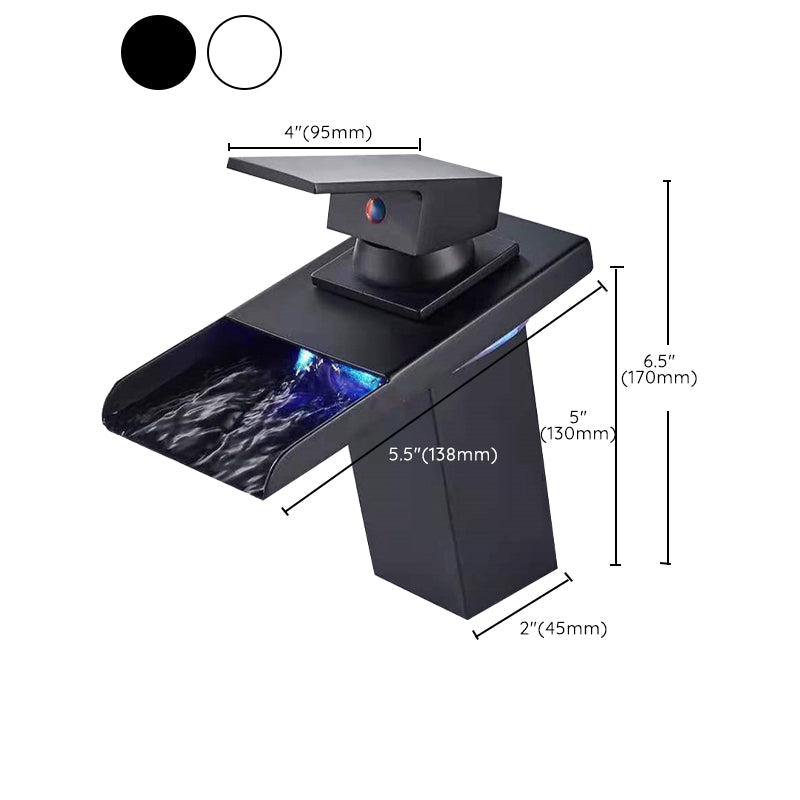 Single-Handle Bathroom Sink Faucet Black Chrome Stainless Steel LED Light 1-Hole Modern Basin Faucet