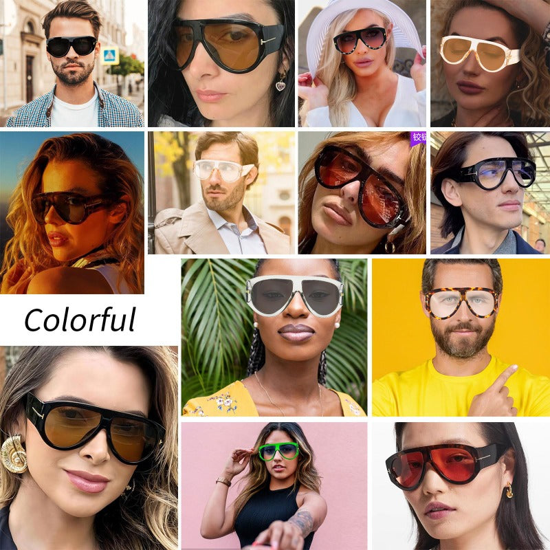 Oversized Aviator Sunglasses Women UV400 Protection Lightweight Durable AC Plastic Frame