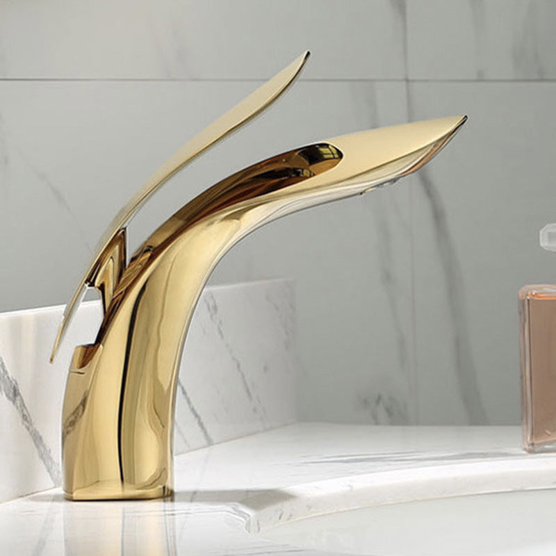 Brass 1-Hole Single Lever Bathroom Sink Faucet Chrome Black Gold Rose Gold