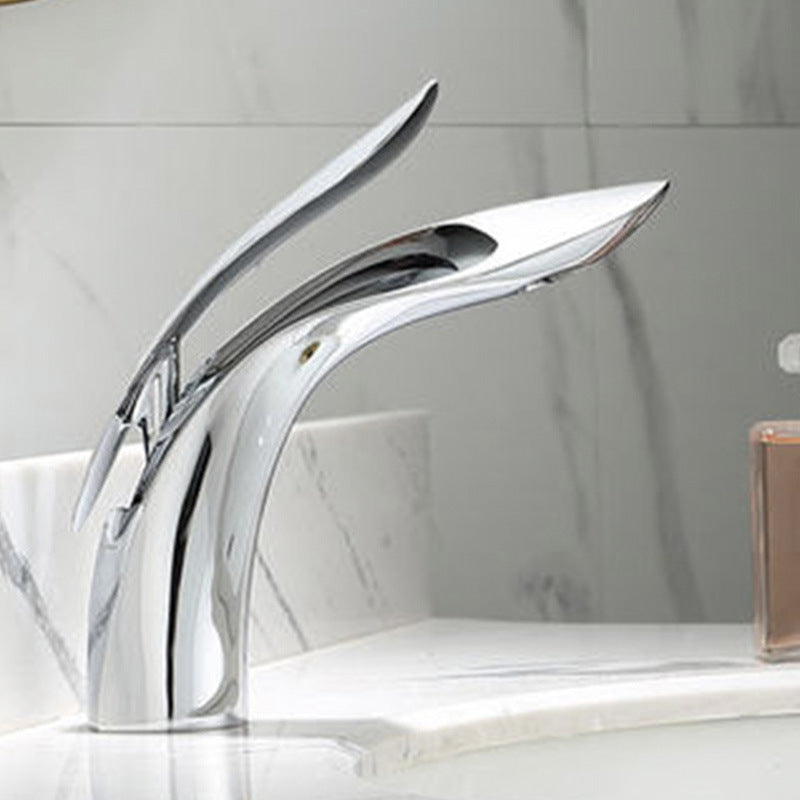 Brass 1-Hole Single Lever Bathroom Sink Faucet Chrome Black Gold Rose Gold