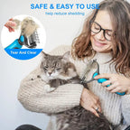 Double-Sided Pet Grooming Brush Stainless Steel Pins Pain-Free Detangling for Dogs Cats Rabbits