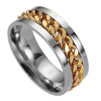 Titanium Steel Swiveling Chain Ring Bottle Opener Stress Relief Fidget Ring Durable Unisex Gift