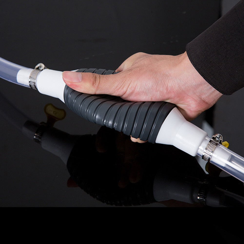 Manual Fuel Siphon Pump with Rubber Hand Pump and Transparent PVC Hose for Gasoline, Water, Oil Transfer
