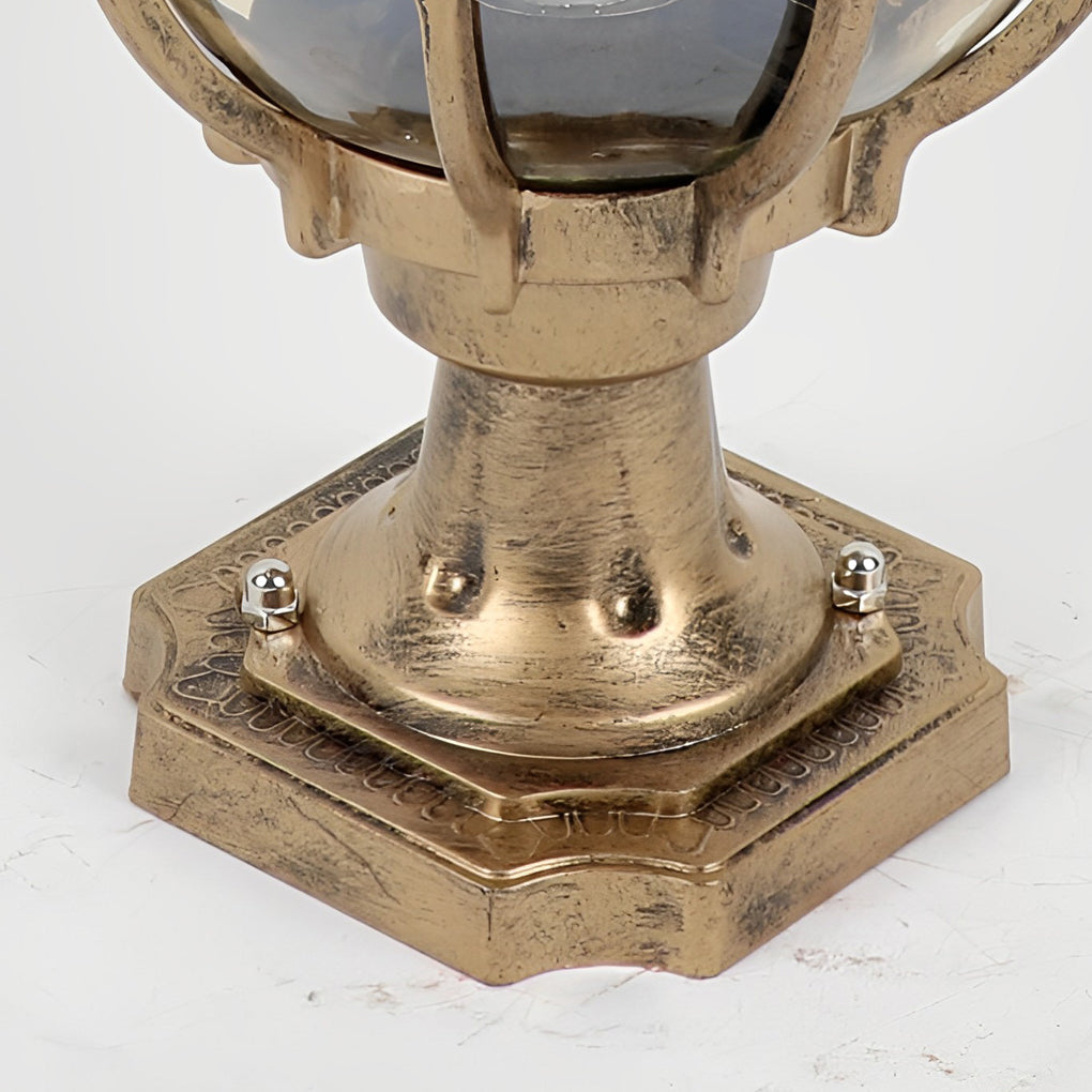 Vintage Outdoor LED Pier Mount Post Light Clear Glass Globe Black Bronze Aluminum