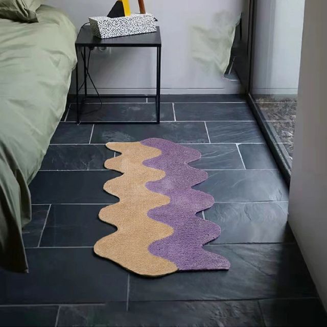 Abstract Color Block Cotton-Polyester Rug 45x120cm Machine Washable Stain Resistant Contemporary Design