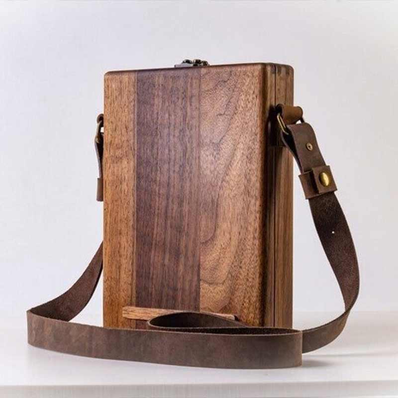 Writers Messenger Wooden Box A5 Walnut Storage Case with Pen Holders and Clips