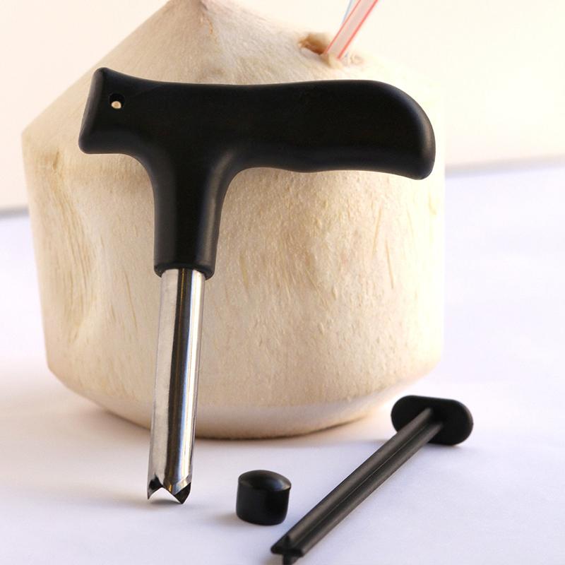Stainless Steel Coconut Opener Tool with Ergonomic Grip and Large Hole Design for Easy Juice Access