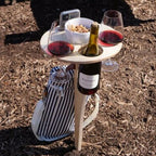 Foldable Outdoor Wine Table Birch Wood Compact Portable Picnic Snack Holder