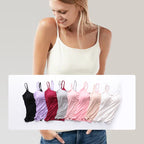 Tank Top with Built-In Shelf Bra Viscose Fiber Adjustable Straps Multiple Colors