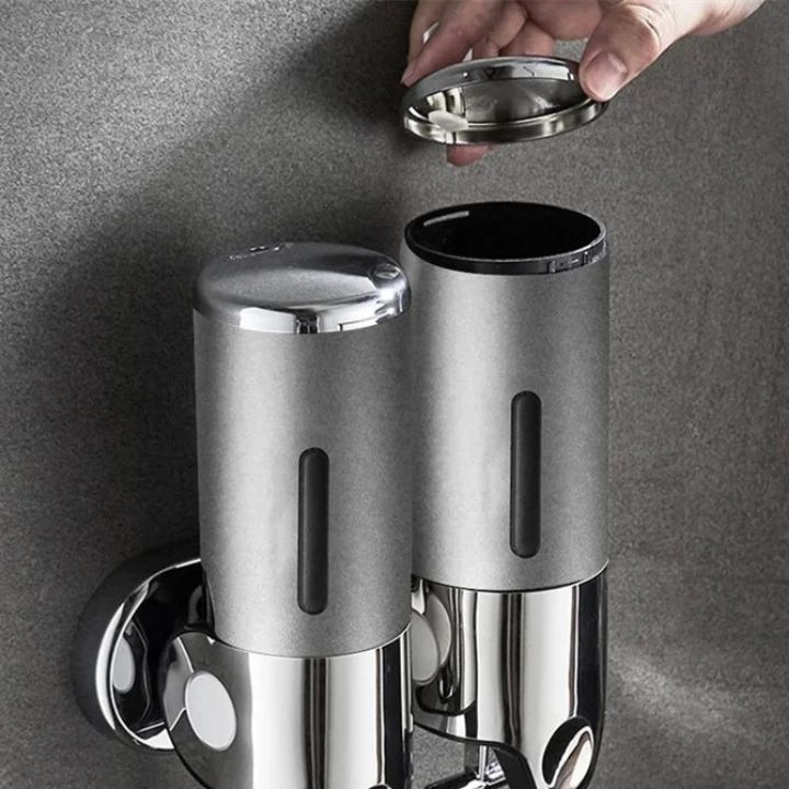 Wall Mounted Soap Dispenser Stainless Steel ABS 16.9 fl oz Push Pump Bathroom Organizer Set of 1-3