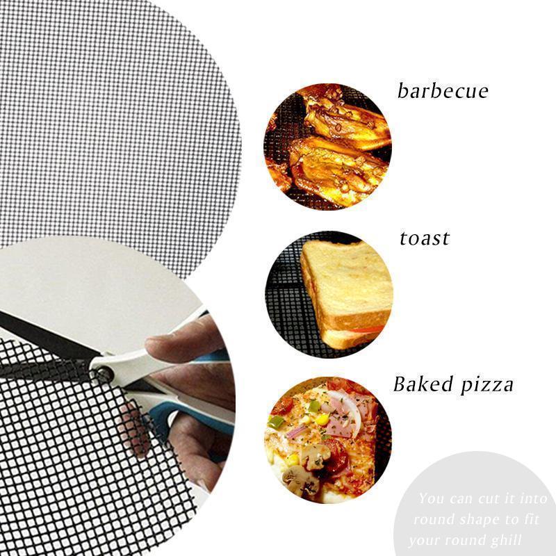 Reusable Non-Stick PTFE Fiberglass Grill Mat Black 15.7 x 13 Inches Dishwasher Safe Heat Resistant