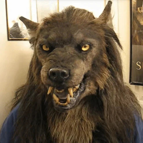 FurryMask Realistic Werewolf Mask with Artificial Fur Halloween Costume Headgear