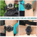 Men's Waterproof Dual-Display Sport Watch with Luminous Dial and Resin Strap