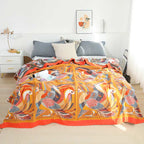Reversible Organic Cotton Quilt with Toucan Bird Pattern Tropical Design Queen King