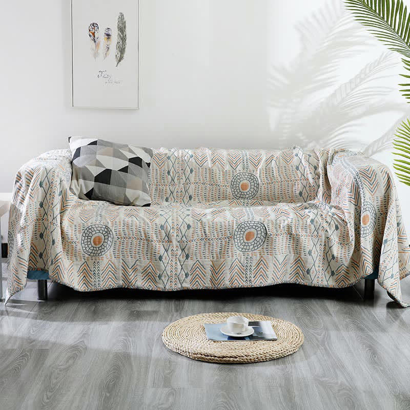 Reversible Cotton Striped Blanket Ultra-Plush Throw Sofa Cover Multiple Sizes