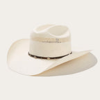 Straw Cowboy Hat Cattleman Crown Ventilated Leather Hatband Silver Gold Accents 4 1/4" Brim 4 1/8" Crown