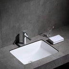 Modern Oval Undermount Porcelain Sink with Pop-Up Drain White Ceramic Bathroom Basin