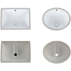 Modern Oval Undermount Porcelain Sink with Pop-Up Drain White Ceramic Bathroom Basin
