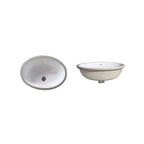 Modern Oval Undermount Porcelain Sink with Pop-Up Drain White Ceramic Bathroom Basin
