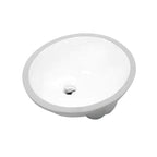 Modern Oval Undermount Porcelain Sink with Pop-Up Drain White Ceramic Bathroom Basin