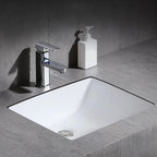 Modern Oval Undermount Porcelain Sink with Pop-Up Drain White Ceramic Bathroom Basin
