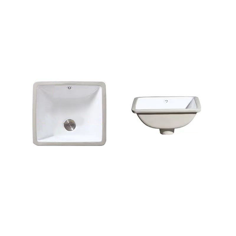 Modern Oval Undermount Porcelain Sink with Pop-Up Drain White Ceramic Bathroom Basin