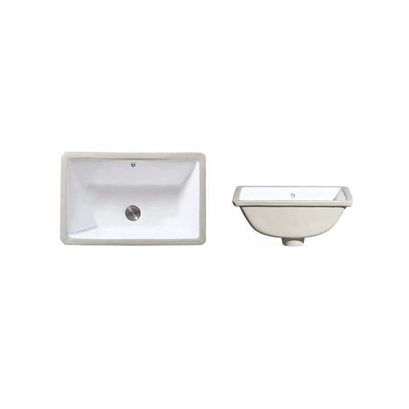 Modern Oval Undermount Porcelain Sink with Pop-Up Drain White Ceramic Bathroom Basin